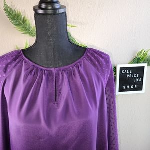 Daisy Fuentes Mesh Long Sleeve Blouse